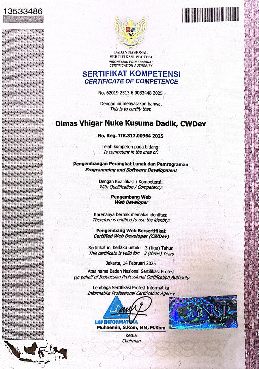BNSP Certificate