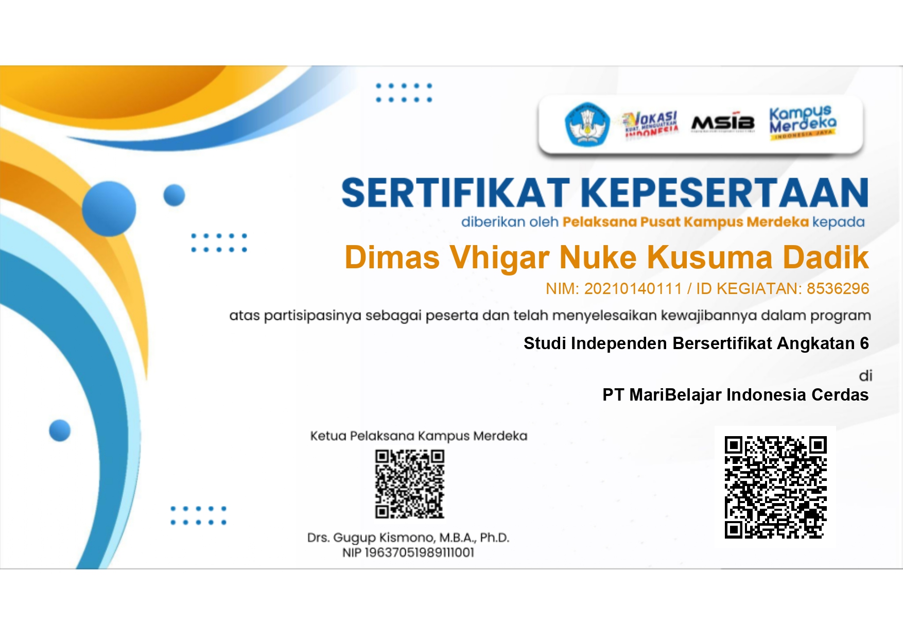 Kampus Merdeka Certificate