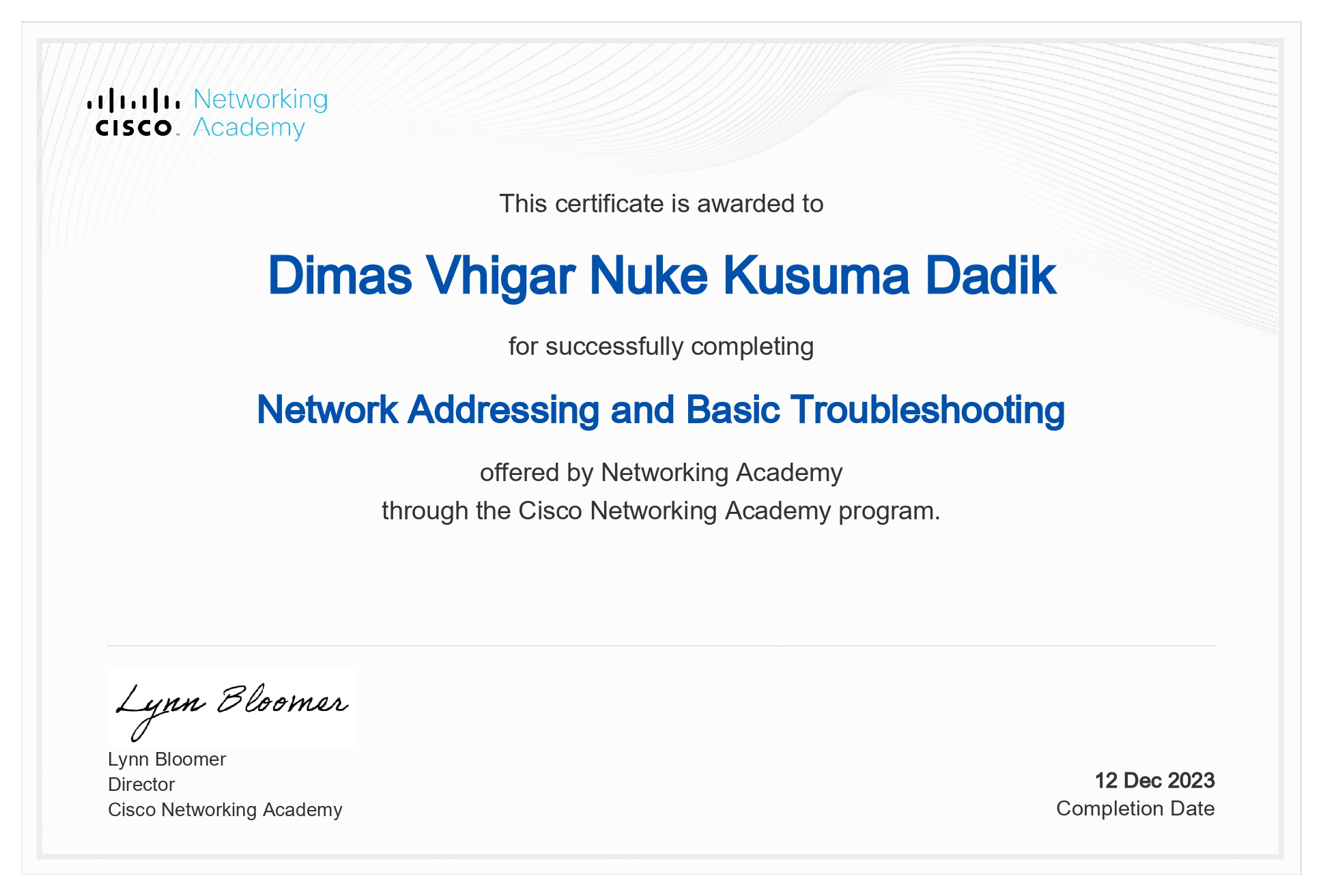 Cisco Network Addressing Certificate
